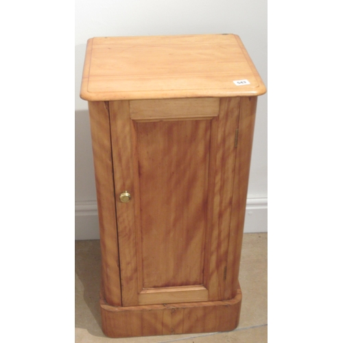 543 - A Victorian satinwood bedside cupboard, 74cm high x 39cm wide