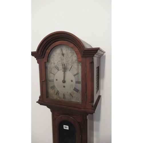 561 - A good quality 20th century Grandmother clock with a three train movement pendulum and three weights... 