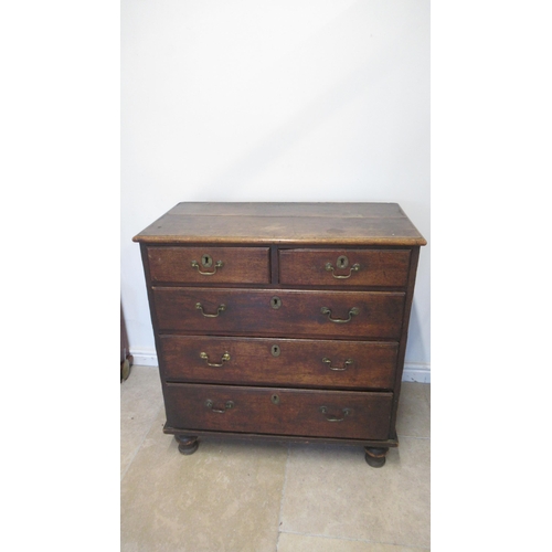 563 - A Georgian oak five drawer chest of drawers, nice colour - Width 87cm x Height 92cm x Depth 44cm