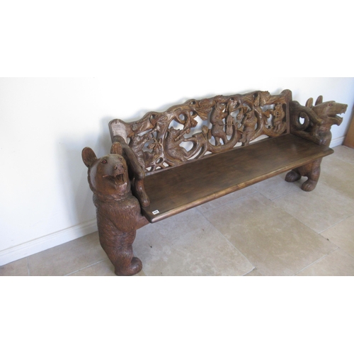 570 - A Black Forest carved bench, Victorian and later - may have been reduced in length - Width 190cm