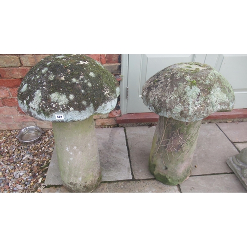 572 - A pair of antique staddle stones - Height 80cm