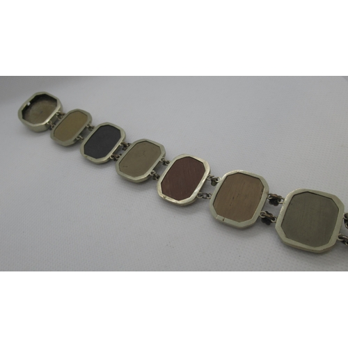 60 - A 19th century Grand Tourn lava Intaglio cameo bracelet set in white metal - approx weight 20cm