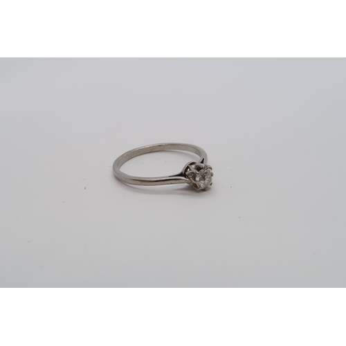 64 - A platinum, hallmarked, and diamond solitaire ring, old mine cut diamond, approx 0.35ct, size P/Q, a... 