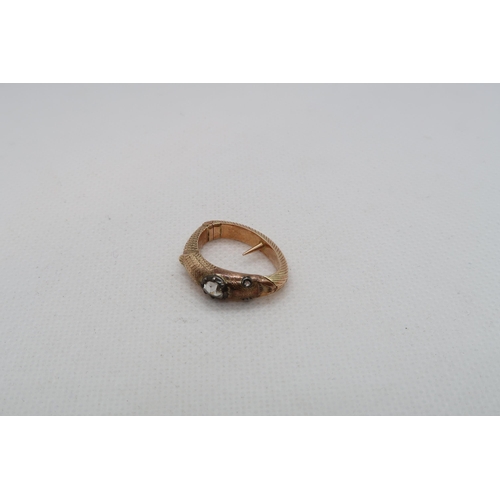 71 - A good yellow gold scarf/cravat ring in the form of a Dolphin and set with rose cut diamonds - appro... 