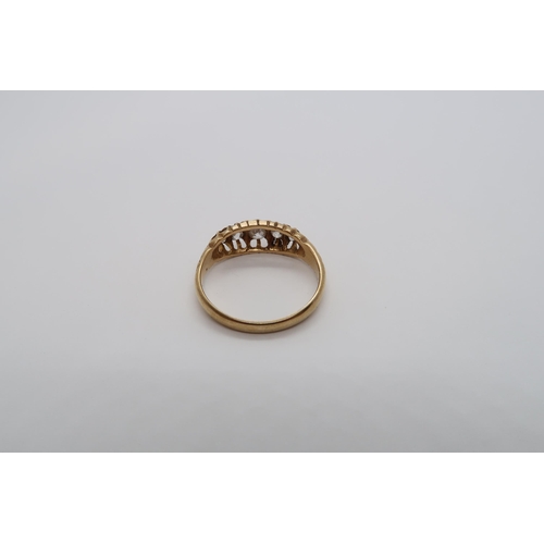 89 - An 18ct yellow gold hallmarked diamond 5 stone ring set with graduated old cut diamonds, size O, app... 