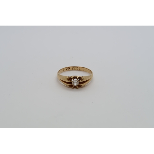 90 - An 18ct yellow gold hallmarked single stone diamond ring, size S, approx 4 grams