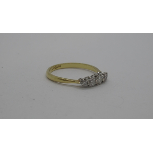 167 - An 18ct (hallmarked) yellow gold five stone diamond ring, graduated round brilliant cut diamonds - r... 