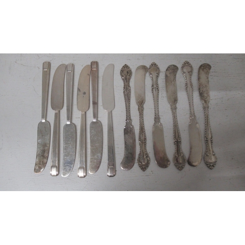 289 - A set of six Tiffany & Co sterling silver butter knives - 15.5cm together with a set of six Gorham s... 