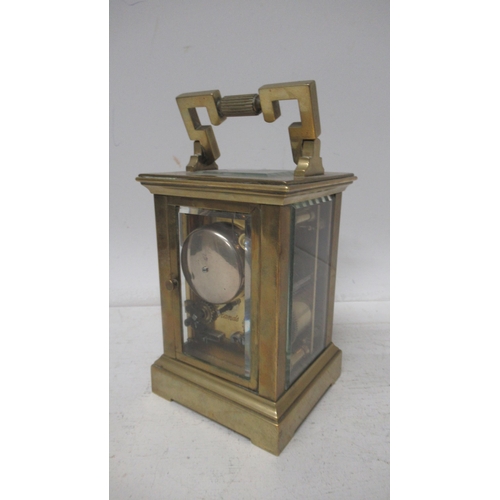 377 - A 19th century French carriage clock, cast brass case - 12cm x 8cm x 7.5cm - date 1881