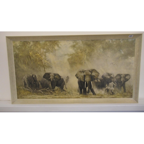 473 - A David Shepherd framed print of elephants - 100cm x 50cm