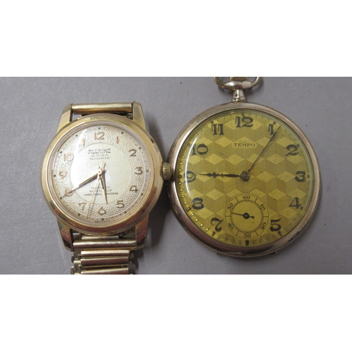 320A - A gents gold plated Allaine Automatic wristwatch - round case 35mm - working in the saleroom - toget... 