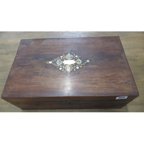 404 - A 19th century mahogany and inlaid writing box, for restoration