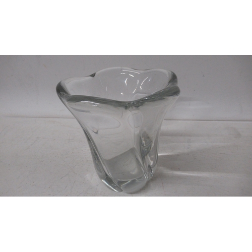 436 - A Daum France glass vase - 15cm - with etched mark to side of base