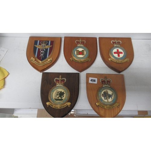 456 - Five RAF shields including Ely Hospital, Henlow, Wegberg, Wroughton