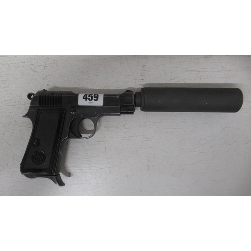 459 - A genuine deactivated 9mm Beretta model 34 semi automatic pistol with removable silencer/suppressor ... 