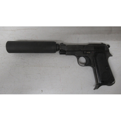 459 - A genuine deactivated 9mm Beretta model 34 semi automatic pistol with removable silencer/suppressor ... 