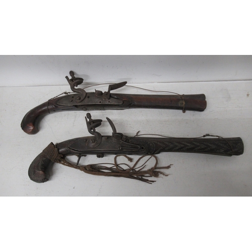 A steel barrel flintlock Blunderbuss, brass inlay to barrel (38cm) lock ...