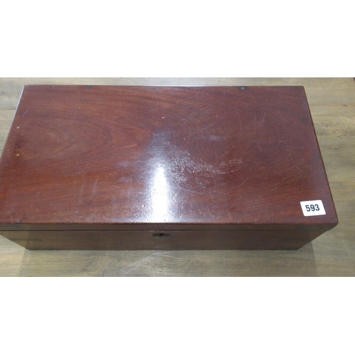 593 - A 19th century mahogany writing box, 50cm wide, for restoration