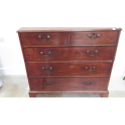 598 - A Georgian mahogany chest of drawers with brass swan neck handles, splits in two for easy removal, 1... 