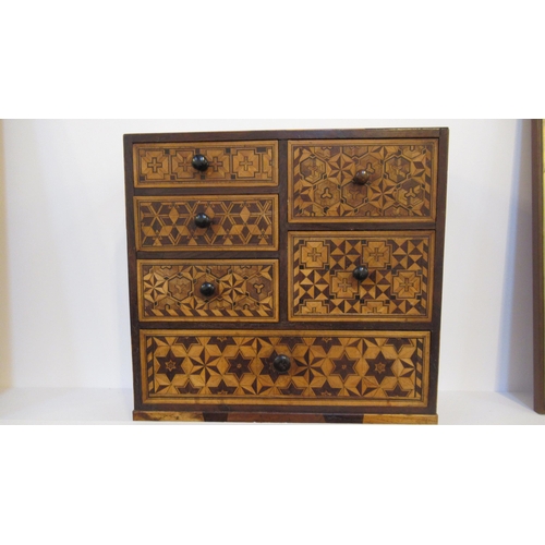 601 - A marquetry jewellery cabinet with six random sized drawers - 30cm x 30cm