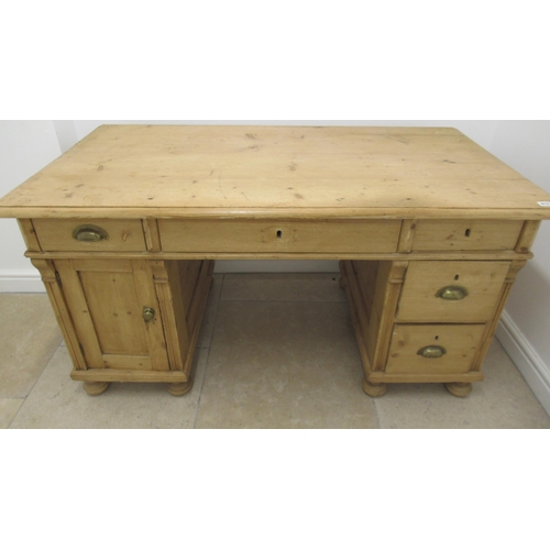 612 - An early 20th century continental pine desk - 143cm wide x 77cm deep x 74cm high