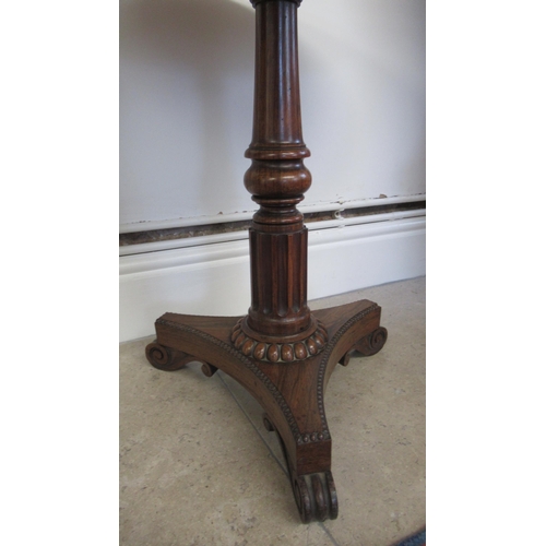 625 - A William IV rosewood occasional/wine table with added marble top on turned and fluted column - marb... 