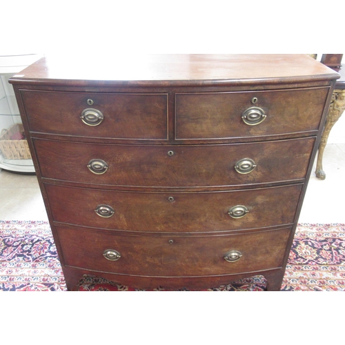 631 - A two over three mahogany bow fronted chest of drawers -  Height 108cm x Width 108cm x Depth 54cm