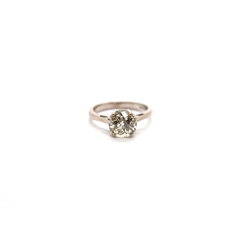 An 18ct white gold diamond ring - diamond weight 1.5ct - diamond is bright and lively - ring size approx K