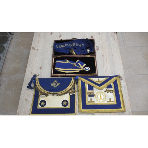 460A - Two Masonic aprons and two sashes