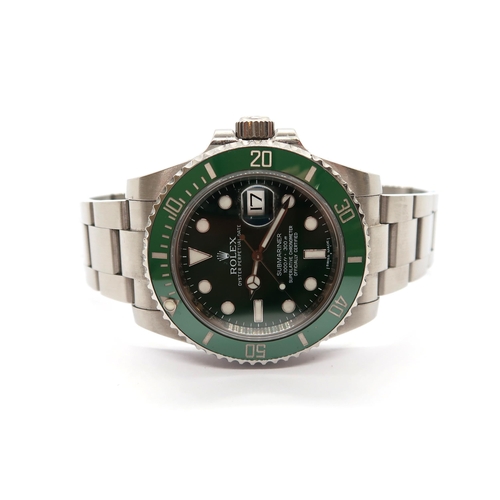 A gents Rolex Hulk with green dial and bezel - model 116610LV, serial number G587189 2012 - along with all paperwork, both boxes and swing tags - in good condition and full working order