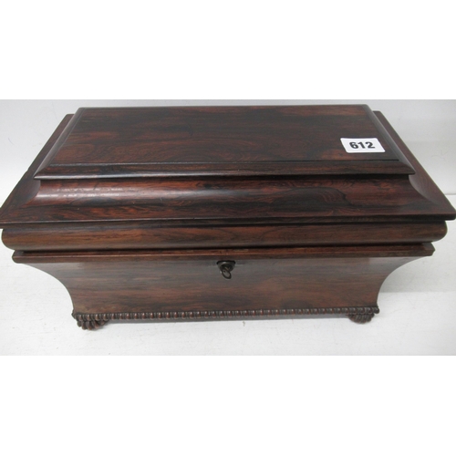 612 - A Georgian mahogany tea caddy with a mixing bowl - Width 35cm