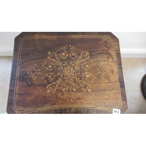 613 - A rosewood inlaid workbox on a shortened pedestal - Height 48cm