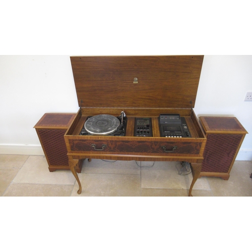 616 - A Dynatron Record Player tuner and cassette recorder in a yew veneer cabinet - Width 98cm