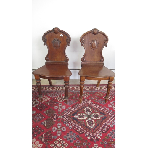 628 - Two 19th century hall chairs, one with turned legs and one with reeded legs