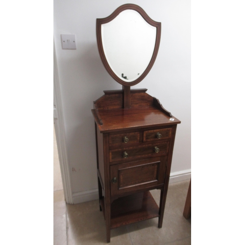 633 - A late Victorian shaving stand with a mirror above drawers and a cupboard door in good condition - H... 