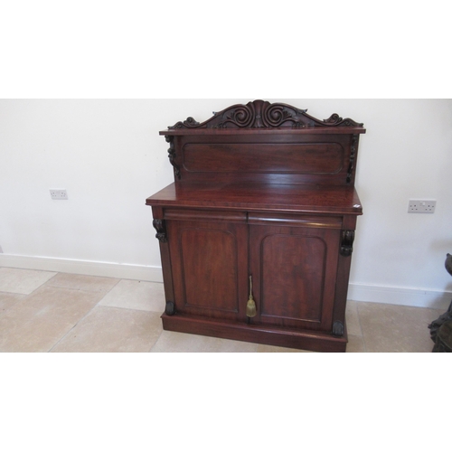 640 - A good quality flame mahogany chiffonier with two drawers over two cupboard doors with a good patina... 