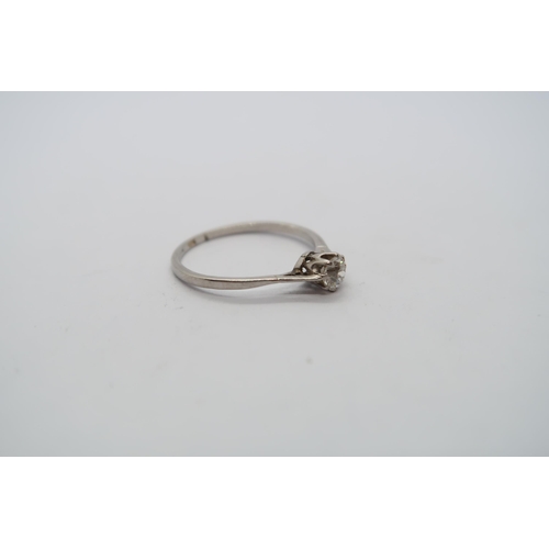 23 - A platinum hallmarked and diamond single stone solitaire ring, old cut diamond, approx 0.3ct, size P... 