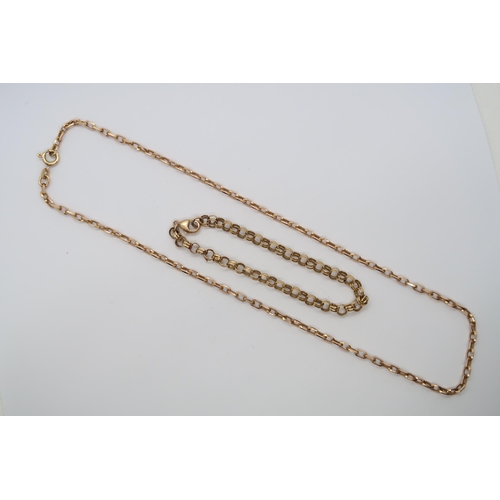 68 - A hallmarked 9ct chain, 42cm, together with a 9ct hallmarked bracelet 18cm, total weight approx 14 g... 