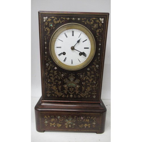 617 - A rosewood bracket clock, early 19th century, French movement, silk suspension