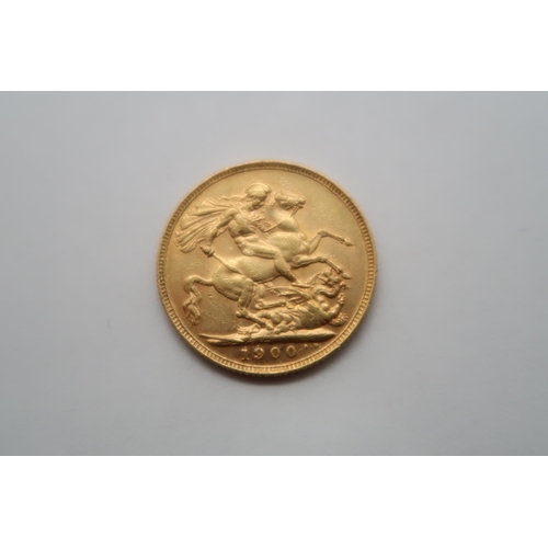A gold sovereign dated 1900