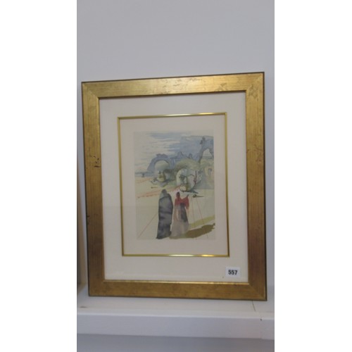 450 - A Salvador Dali print - The Avaricious Purgatory #20 - 24cm x 18cm - in a gilt frame