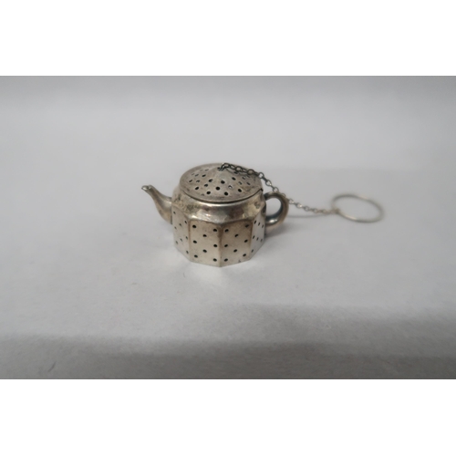 358 - An American silver infuser in the form of a teapot