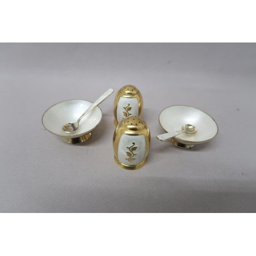 368 - Two Volmer Bahner (Danish), (1912-1995) Gilded silver salt and pepper set, the salts decorated with ... 