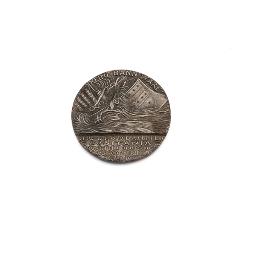 444 - A WWI Lusitania Medallion, British type, minted to commemorate the ships sinking by a German submari... 