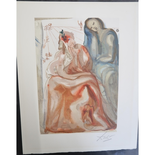 459 - Salvador Dali - Print, unframed - Dante Re Awakes Purgatory - 19cm x 24cm - signed