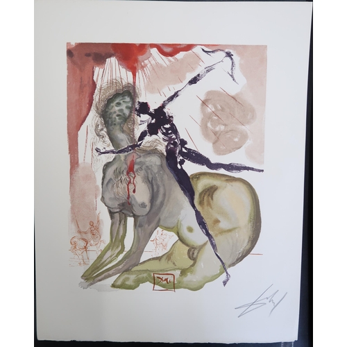 Salvador Dali - Print, unframed - The Minotaur Inferno - 19cm x 24cm - signed