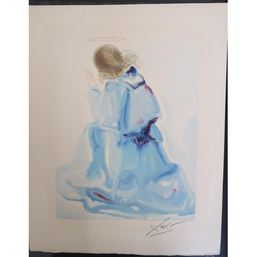 471 - Salvador Dali - Print, unframed - The Angel of the First Heaven Paradise - 18cm x 24cm - signed