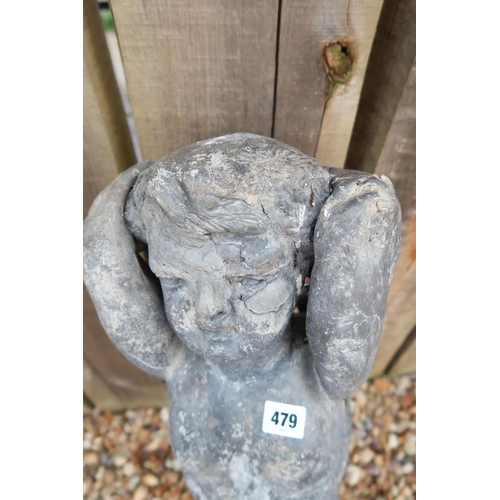 479 - A lead garden figure of a cherub, 70cm high