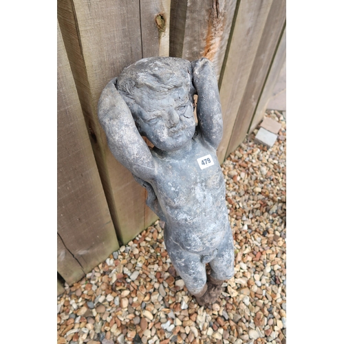 479 - A lead garden figure of a cherub, 70cm high