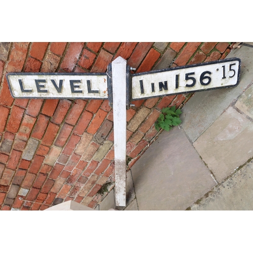 484A - Original cast iron railway gradient arms 'Level & 1 in 156', removed condition with a replacement wo... 